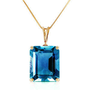 14K. SOLID GOLD NECKLACE WITH OCTAGON BLUE TOPAZ (Yellow Gold)